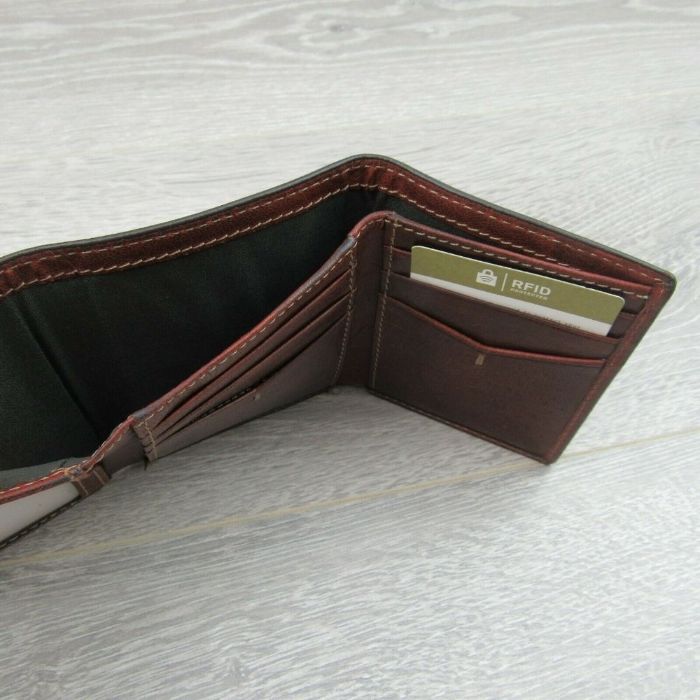 Fossil Allen Trifold RFID Mens Tan Brown Leather Wallet NEW - Picture 10 of 10